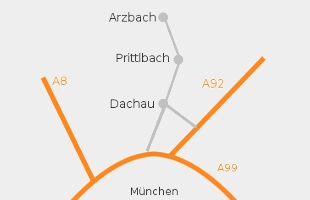 Anfahrtsplan ber Mnchen und Dachau